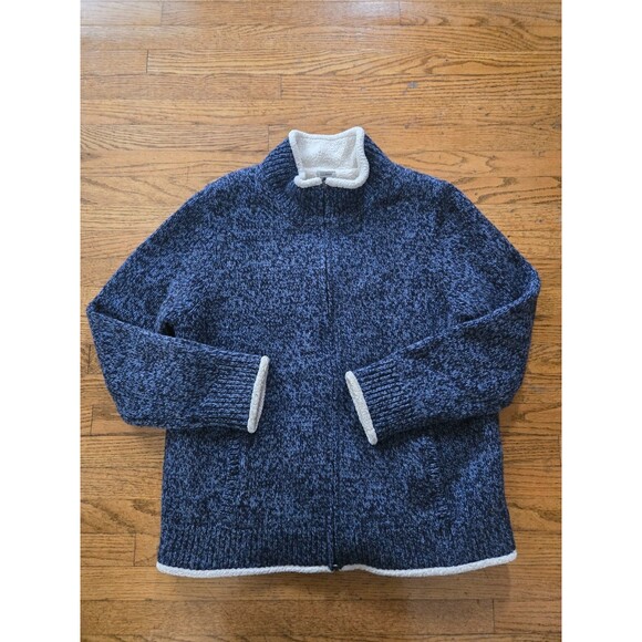 L.L. Bean Lambs Wool Sherpa Lined Zip Up Sweater Jacket Women's Size XL - Picture 3 of 7